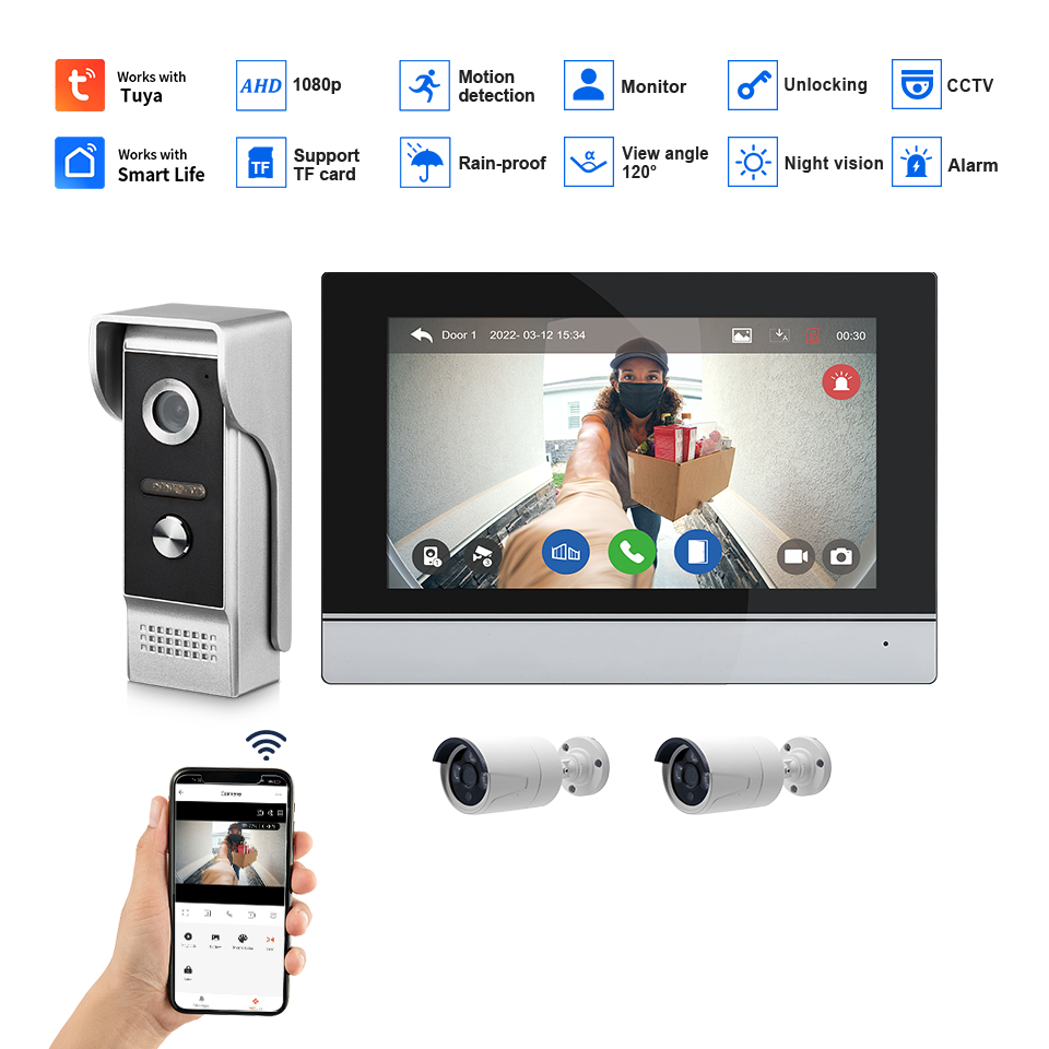 7Inch IPS Screen 2MP  Tuya Rem - Home Security For Apartments 评论和价格